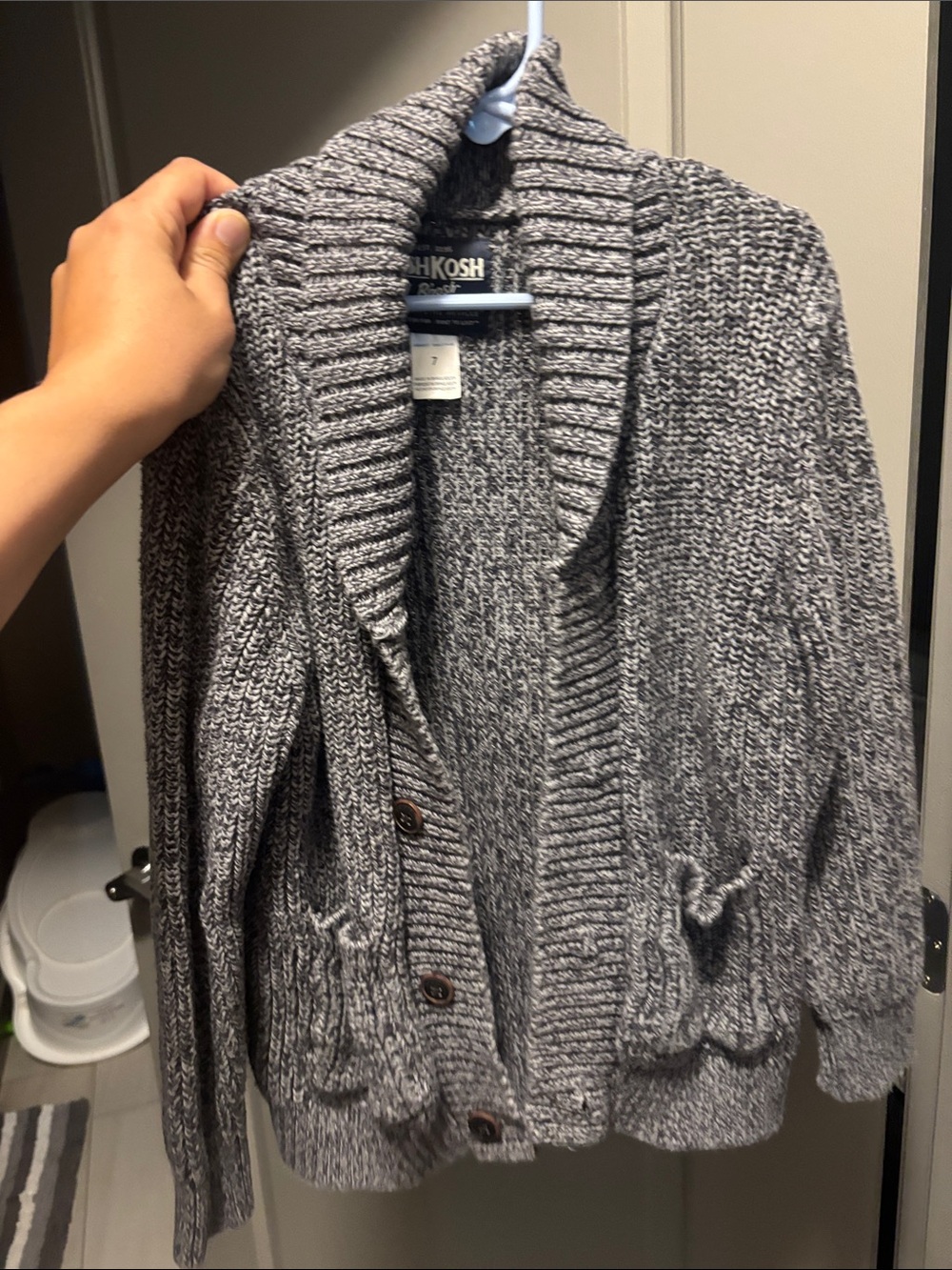 OshKosh B'gosh Gray Marled Shawl Collar Button Cardigan